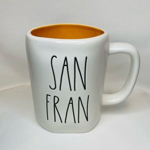 RAE DUNN SAN FRAN DOUBLE SIDED MUG WITH SUN RISE ORANGE INTERIOR ✨NICE✨